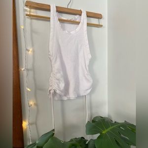 Zara cinched ruched tie sides cropped Waffle knit tank top